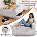 Lit pliant pour humains, lit géant 180x109x25 cm pour personnes et animaux de compagnie, housse en fausse fourrure lavable et amovible