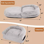 Lit pliant pour humains, lit géant 180x109x25 cm pour personnes et animaux de compagnie, housse en fausse fourrure lavable et amovible