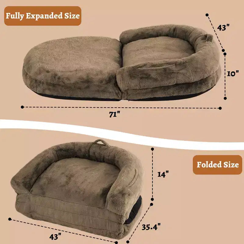 Lit pliant pour humains, lit géant 180x109x25 cm pour personnes et animaux de compagnie, housse en fausse fourrure lavable et amovible