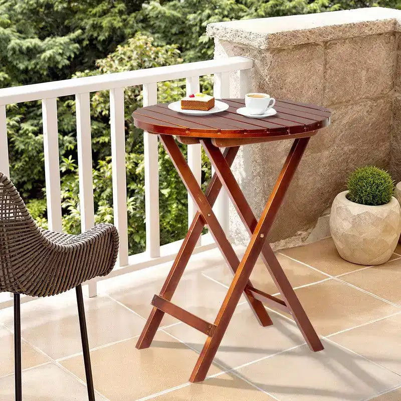Table pliante de patio ronde en bois Karl Home de 24 po