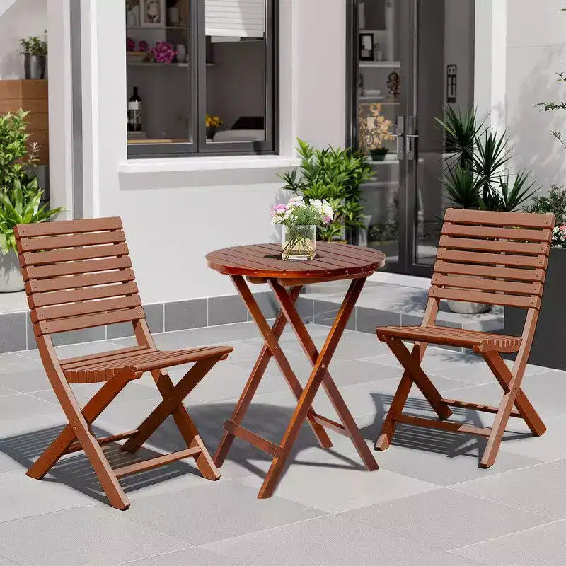 Table pliante de patio ronde en bois Karl Home de 24 po