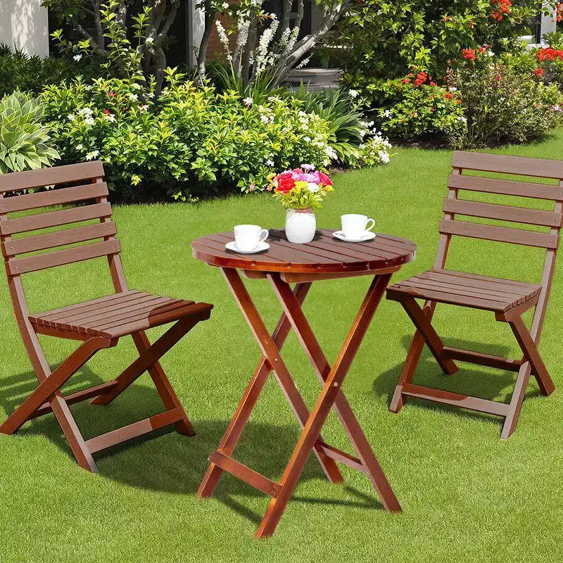 Table pliante de patio ronde en bois Karl Home de 24 po