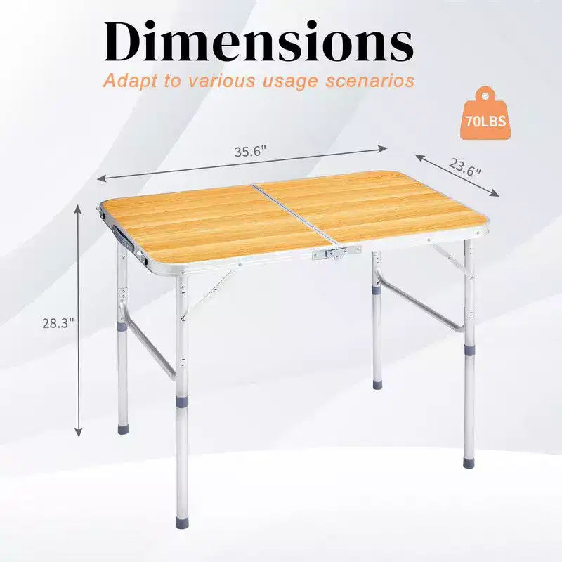 Table pliante rectangulaire de patio Karl Home 3 pieds noire en aluminium