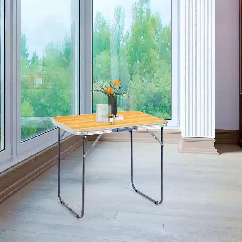 Table pliante de patio rectangulaire Karl Home de 70 cm en aluminium marron