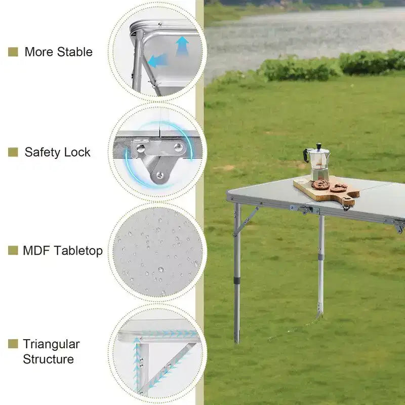 Table pliante Karl Home pour le camping et l'extérieur