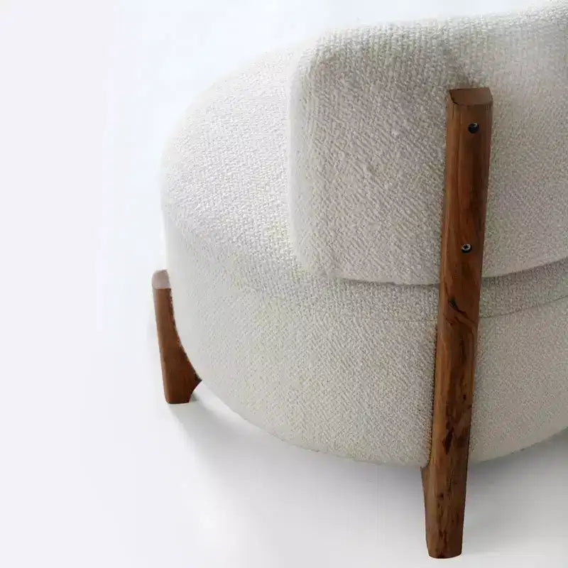 GDFStudio Raleign Fauteuil d'appoint rond moderne de 24 po en bois d'acacia et tissu