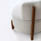GDFStudio Raleign Fauteuil d'appoint rond moderne de 24 po en bois d'acacia et tissu