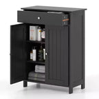 Meuble de Rangement Salle de Bain Costway Armoire de Sol sur Pied avec 2 Portes Meuble de Rangement Noir/Blanc