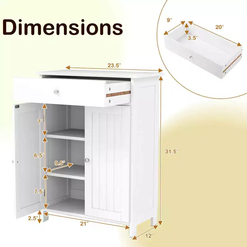 Meuble de Rangement Salle de Bain Costway Armoire de Sol sur Pied avec 2 Portes Meuble de Rangement Noir/Blanc