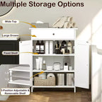 Meuble de Rangement Salle de Bain Costway Armoire de Sol sur Pied avec 2 Portes Meuble de Rangement Noir/Blanc