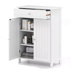 Meuble de Rangement Salle de Bain Costway Armoire de Sol sur Pied avec 2 Portes Meuble de Rangement Noir/Blanc