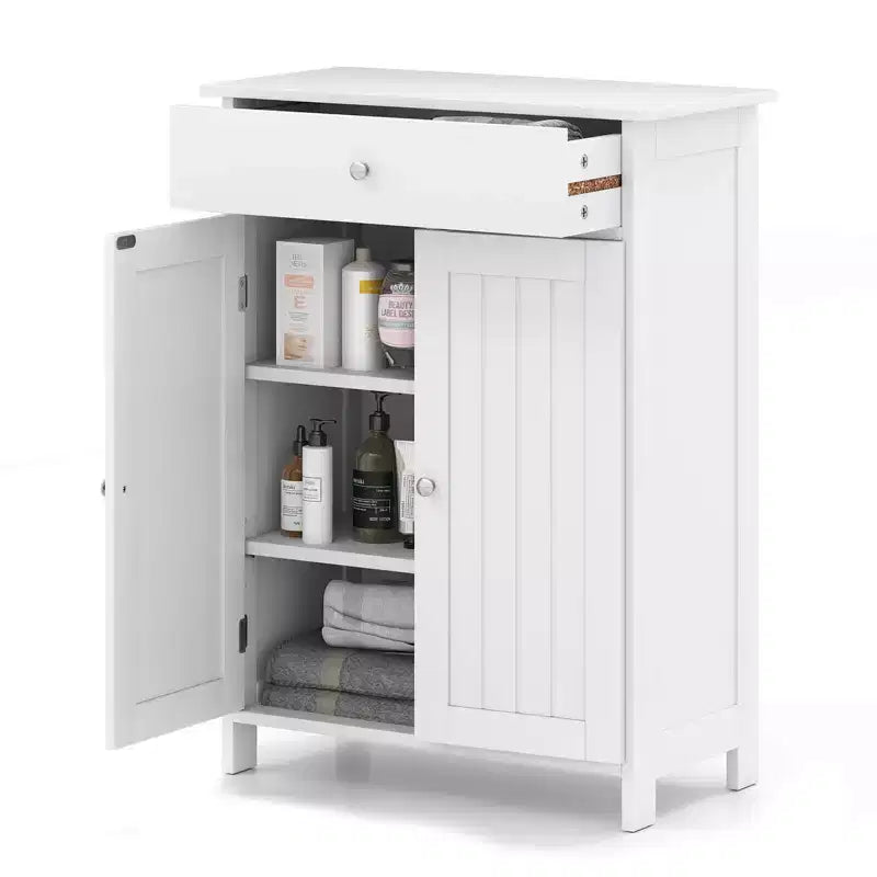 Meuble de Rangement Salle de Bain Costway Armoire de Sol sur Pied avec 2 Portes Meuble de Rangement Noir/Blanc