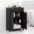Meuble de Rangement Salle de Bain Costway Armoire de Sol sur Pied avec 2 Portes Meuble de Rangement Noir/Blanc