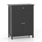 Costway Bathroom Floor Cabinet Freestanding Storage Organizer with 2 Doors Storage Cabinet Black/White