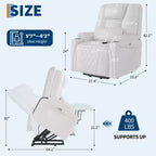 Fauteuil inclinable releveur, canapé, en cuir PU, 3 positions réglables, poches de rangement latérales et porte-gobelets, fauteuil releveur électrique, pour salon