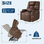 Fauteuil inclinable releveur, canapé, en cuir PU, 3 positions réglables, poches de rangement latérales et porte-gobelets, fauteuil releveur électrique, pour salon