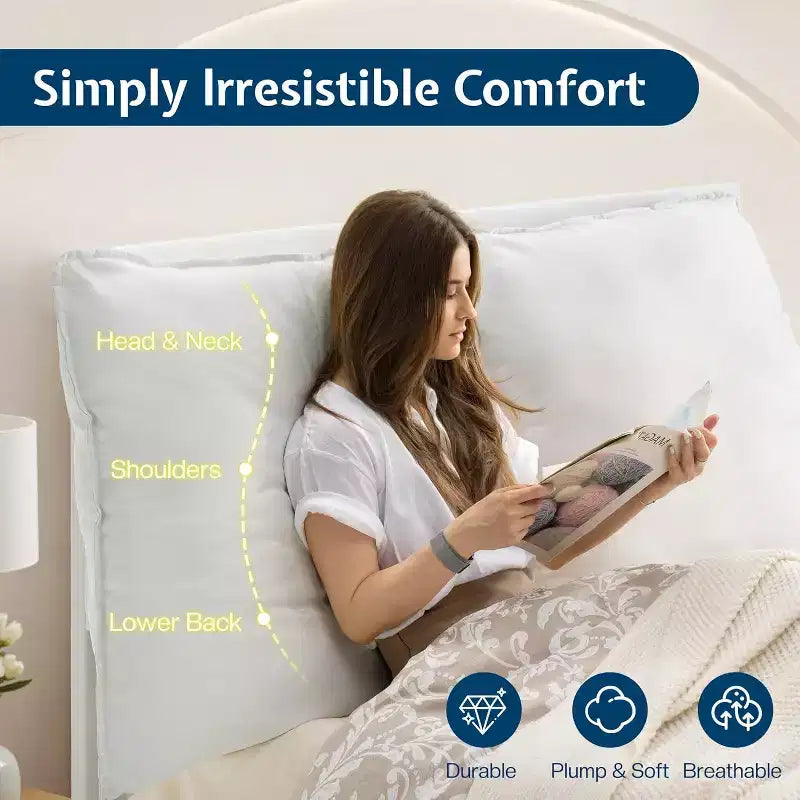Cadre de lit LED AMERLIFE avec tête de lit et coussins rembourrés amovibles, aucun sommier tapissier requis