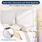 Cadre de lit LED AMERLIFE avec tête de lit et coussins rembourrés amovibles, aucun sommier tapissier requis