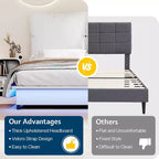 Cadre de lit LED AMERLIFE avec tête de lit et coussins rembourrés amovibles, aucun sommier tapissier requis