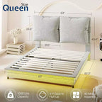 Cadre de lit LED AMERLIFE avec tête de lit et coussins rembourrés amovibles, aucun sommier tapissier requis