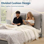 Cadre de lit LED AMERLIFE avec tête de lit et coussins rembourrés amovibles, aucun sommier tapissier requis