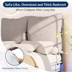Cadre de lit LED AMERLIFE avec tête de lit et coussins rembourrés amovibles, aucun sommier tapissier requis