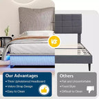 Cadre de lit LED AMERLIFE avec tête de lit et coussins rembourrés amovibles, aucun sommier tapissier requis