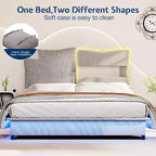 Cadre de lit LED AMERLIFE avec tête de lit et coussins rembourrés amovibles, aucun sommier tapissier requis