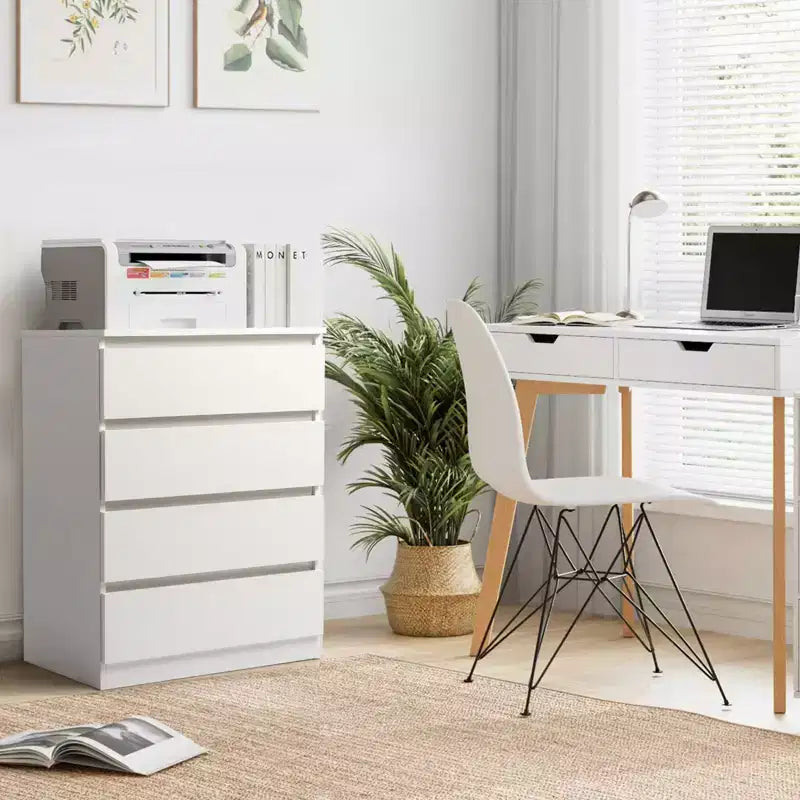 Commode 4 tiroirs Karl Home en aggloméré blanc, 60 cm L