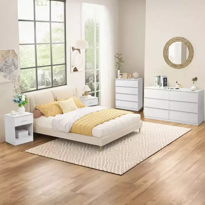 Commode 4 tiroirs Karl Home en aggloméré blanc, 60 cm L