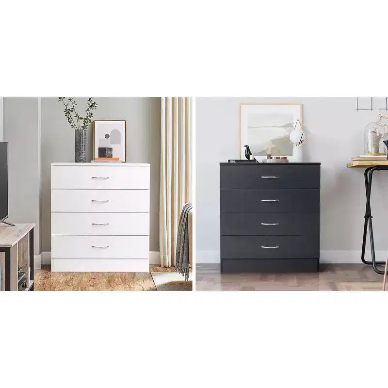 Commode de chambre Karl Home 4 tiroirs en panneaux de particules noirs 66 cm (25,98 po) de largeur