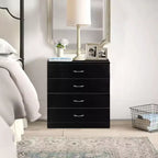 Commode de chambre Karl Home 4 tiroirs en panneaux de particules noirs 66 cm (25,98 po) de largeur