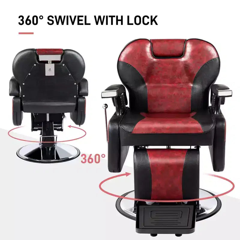 Fauteuil de Barbier Inclinable Hydraulique Karl Home Style Classique Robuste Noir et Blanc