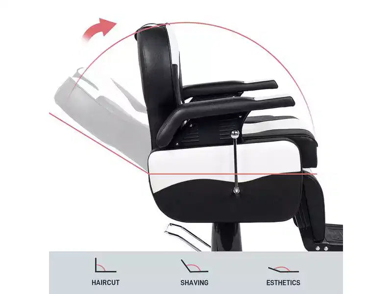 Fauteuil de Barbier Inclinable Hydraulique Karl Home Style Classique Robuste Noir et Blanc