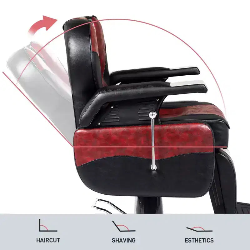 Fauteuil de Barbier Inclinable Hydraulique Karl Home Style Classique Robuste Noir et Blanc