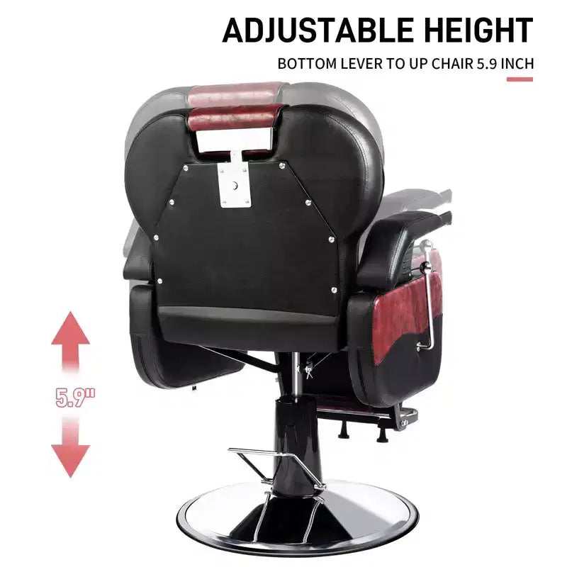Fauteuil de Barbier Inclinable Hydraulique Karl Home Style Classique Robuste Noir et Blanc