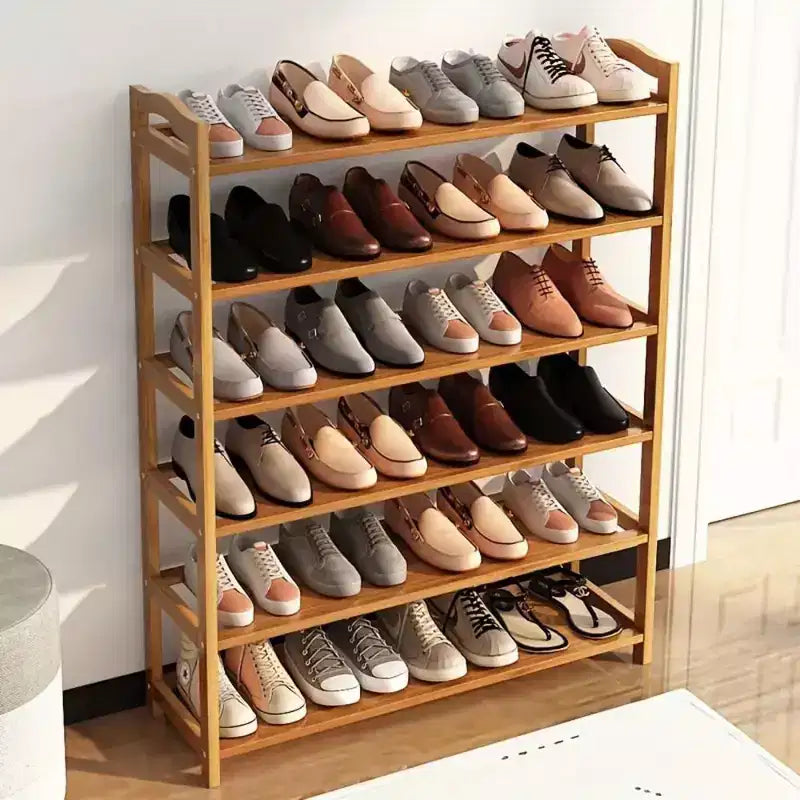 Karl Home Étagère à chaussures en bambou marron à 6 niveaux 68 cm l.
