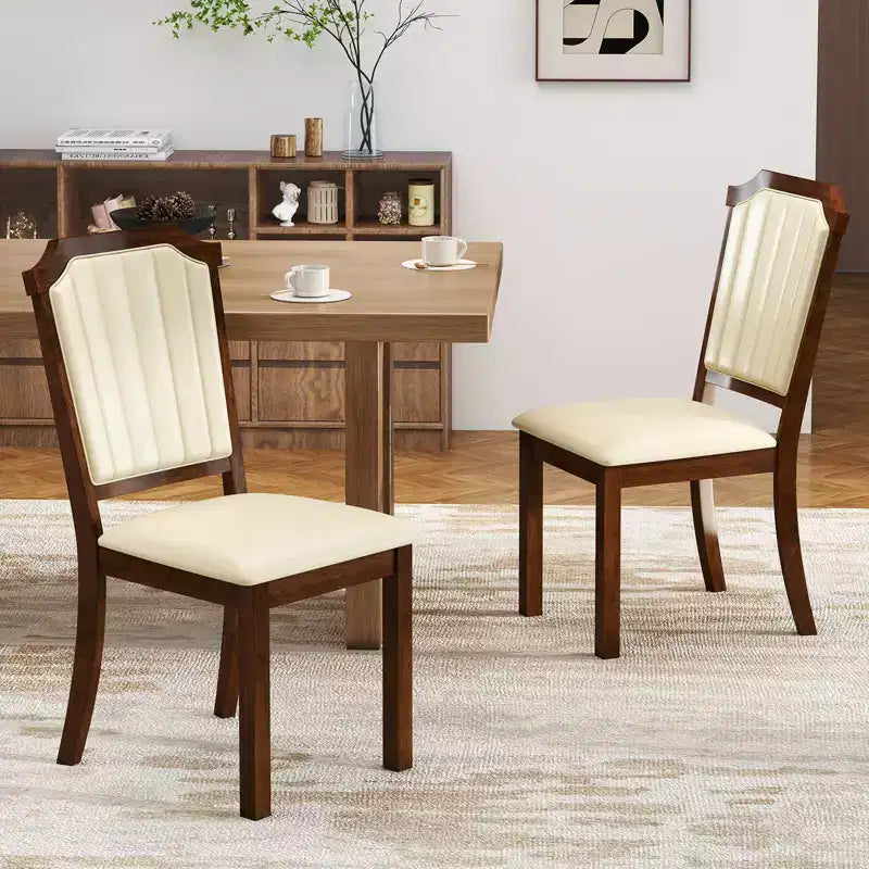 Costway Lot de 2 ou 4 chaises de salle à manger, chaises de cuisine rembourrées avec cuir PU et cadre en bois d'hévéa