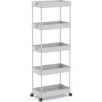 Chariot de rangement roulant mince à 5 niveaux Tree City - Organisateur mobile multifonctionnel pour salle de bain, cuisine