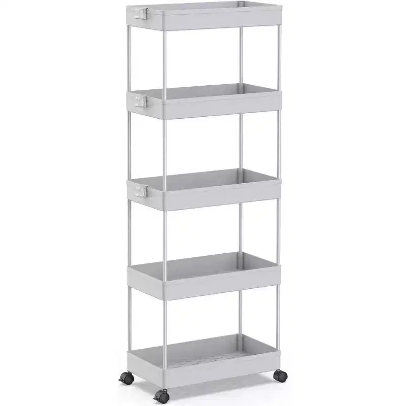 Chariot de rangement roulant mince à 5 niveaux Tree City - Organisateur mobile multifonctionnel pour salle de bain, cuisine