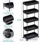 Chariot de rangement roulant mince à 5 niveaux Tree City - Organisateur mobile multifonctionnel pour salle de bain, cuisine