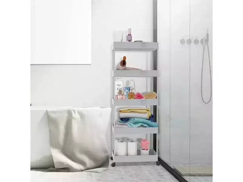 Chariot de rangement roulant mince à 5 niveaux Tree City - Organisateur mobile multifonctionnel pour salle de bain, cuisine
