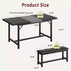 Ensemble de table à manger extensible 3 pièces pour 4-6 personnes avec 2 bancs rembourrés, grande table de cuisine rectangulaire, design peu encombrant