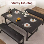 Ensemble de table à manger extensible 3 pièces pour 4-6 personnes avec 2 bancs rembourrés, grande table de cuisine rectangulaire, design peu encombrant