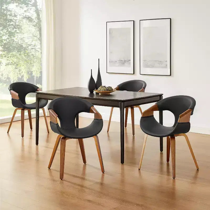 Chaise de salle à manger Art Leon en similicuir et bois courbé