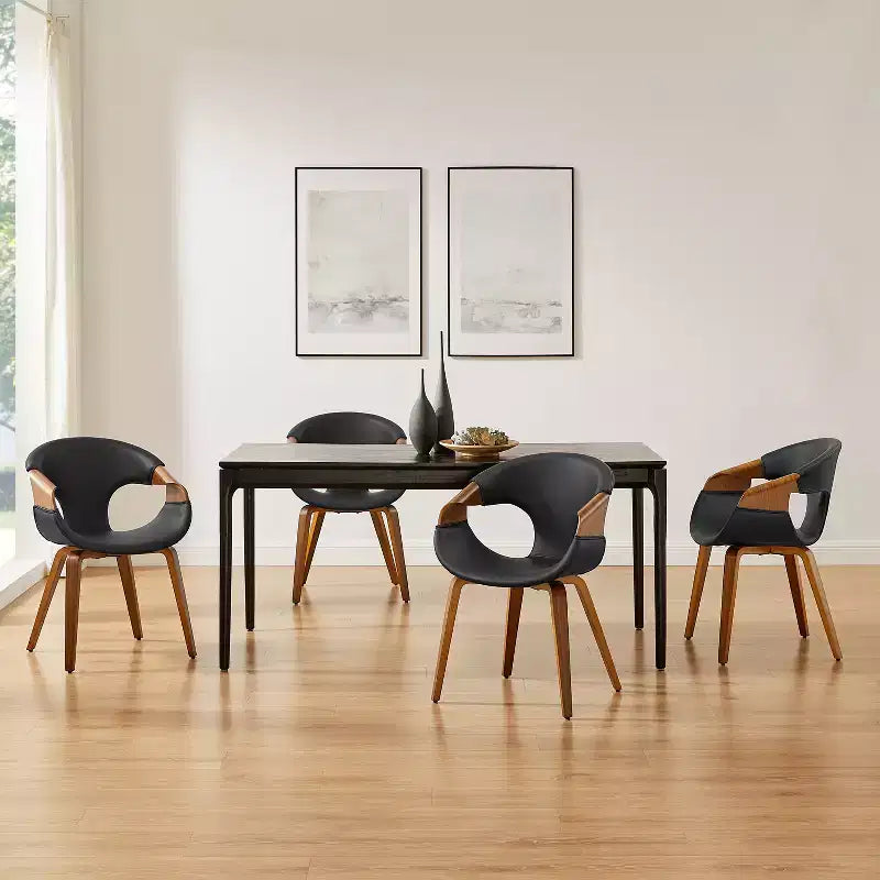 Chaise de salle à manger Art Leon en similicuir et bois courbé