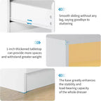 Commode double 6 tiroirs avec prise de courant, commode d'appoint avec éclairage LED, commode de rangement blanche moderne avec station de charge