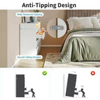 Commode double 6 tiroirs avec prise de courant, commode d'appoint avec éclairage LED, commode de rangement blanche moderne avec station de charge