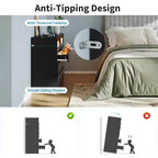 Commode double 6 tiroirs avec prise de courant, commode d'appoint avec éclairage LED, commode de rangement blanche moderne avec station de charge