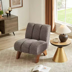 Chaise d'appoint sans accoudoirs Art Leon en tissu polaire avec pieds en bois d'hévéa